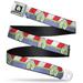 Belt Seatbelt Buckle Toy Story Buzz Lightyear Space Ranger Stripe Red Green Purple Youth 20 to 36 Inches