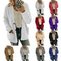 Womens Chunky Knit Sweater Open Front Pocket Coat Long Cardigan Coat Jacket Tops