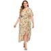 Ochine Women's Summer Dress Loose Casual Short Sleeve Floral Kimono Dress Maxi Dresses, XL-4XL