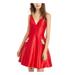 BLONDIE Womens Red Pocketed Sleeveless V Neck Short Fit + Flare Cocktail Dress Size 7