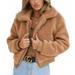 Women's Coat Casual Lapel Fleece Fuzzy Faux Shearling Zipper Coats Warm Winter Outwear Jackets