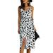 Summer Loose V Neck Spaghetti Strap Dresses for Women Casual Holiday Midi Dress Sexy Wrap Backless Party Dress White M