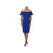 RALPH LAUREN Womens Blue Short Sleeve Off Shoulder Knee Length Sheath Dress Size 10