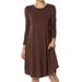 TheMogan Women's PLUS Basic Jersey Knit Long Sleeve Pocket A-Line T-Shirt Dress