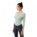 Women's Sports Fitness Yoga Long Sleeves With Chest Pad Sexy Hollow Tight Fitness Clothes Running Sports Top Casual Shirt