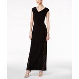 Connected Apparel NEW Black Womens 12 Sequin Illusion Side Gown Dress