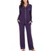 Women's V-neck Long Sleeve Trousers Pajamas Suit Gray/purple/red 2XL Plus Size Women Clothes Suits