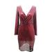 ZIYIXIN Women Sexy Sequins Dress Vestidos Sequin Ladies Long Sleeve V-Neck Front Cross Shiny Dress Bodycon Night Dresses