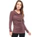 unique bargains women cowl neck long sleeves buttons decor ruched top