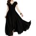 Cocktail Prom Swing Dress for Womens Wrap V Neck Short Sleeve Long Maxi Dress Summer Evening Party Bridesmaid Dress