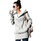 New Autumn Winter Women Hoodies Coat Warm Fleece Coat Zip Up Outerwear Hooded Sweatshirts Casual Long Jacket Plus Size