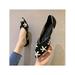 UKAP - Girl's Flats Pointed Toe Black Knit Shoes Ballet Flat Loafer Shoes Black Business Work Flats