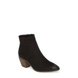 Vince Camuto Grasem Black Oiled Suede Block Heel Pointed Western Ankle Bootie (8, BLACK)