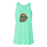 Racerback, Camo Tongue, Racerback Tank, Tongue, Bella Canvas, Sublimation, Tongue Out, Trendy Tops, Ladies, Gift For Her, Workout Clothes, Mint , LARGE