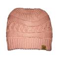 Women's Ponytail Messy High Bun Beanie Hat - Soft Stretch Cable Knit Trendy Winter Ski Skull Cap With Ponytail Hole