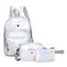 Chinatera 3pcs/Set Unisex Laser Leather Backpacks Shoulder Schoolbags Clutch (Silver)