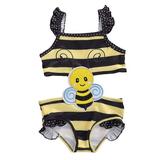 Xingqing Kids Baby Girl Cartoon Embroidered One-Piece Bikini Swimsuit Beachwear Bathing Suits