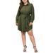 Colisha Ladies Long Sleeve A Line Midi Dresses Plus Size Women Long Tops Shirt Button Front Shirt Dresses with Belt