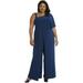DressBarn Women's Peacock Asymmetric Jumpsuit with Overlay and Draped Sleeve Dress - 20 W