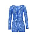 Xingqing Women Long Sleeve Jumpsuit with Lace Hollow Clothing L