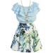 Big Girl 3 Pieces Ruffle Top Skirt Necklace Summer Clothing Skirt Set Outfit Outfit Blue White 12 JKS 2130S BNY Corner