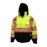 New York Hi-Viz Workwear WJX7012 Men's ANSI Class 3 High Visibility Bomber Safety Jacket with X pattern, Waterproof(3XL, Lime)