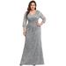 Ever-Pretty Womens Floral Lace Plus Size Evening Dresses for Women 07682 Grey US4