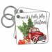 3dRose Have A Holly Jolly Christmas Red Truck With Christmas Trees - Key Chains, 2.25 by 2.25-inch, set of 2