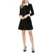 Allegra K Junior's Half Placket Long Sleeve Fit and Flare Dress