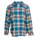 Denim & Co. Women's Top Sz M Plaid Button Up Jersey Blue A389003