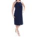 BAR III Womens Navy Sleeveless Jewel Neck Knee Length Shift Dress Size: L