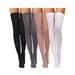 4 Pairs Women's Silk Thigh High Stockings Nylon Socks for Women Halloween Cosplay Costume Party Accessory (Black, White, Skin Color, Grey)