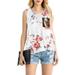 Sexy Dance Women's Crewneck Vest Top Floral Print Twist Knot Sleeveless Camisole Basic Tee Summer Floral Tank Tops Blouse With Sequin Pocket