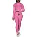 Women's Tracksuit 2PCS Set Spring Fall Casual Sexy Slim Long Sleeve Ribbed Navel Tops Teen Pencil Trousers Pant Workout Set