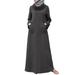 ZANZEA Womens Muslim Maxi Dress Solid Long Sleeve High Neck Long Sweat Sundress