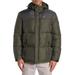 Nautica Mens Water-Resistant Colorblock Logo Hoodie Puffer Jacket Small Olive