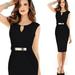 Metal Buckle Small V-neck Bottoming Dress Slim Temperament Pencil Skirt Dress