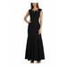 R&M RICHARDS Womens Black Glitter Embellished Zippered Cap Sleeve Keyhole Maxi Mermaid Formal Dress Size 6