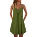 Summer Dress for Women Summer Pleated Mini Short Dress Girls Casual Loose Chic Holiday Beach Sun Dress