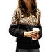 Xingqing Women Leopard Jacket Sweater Tops Warm Casual Winter Cardigan Coat
