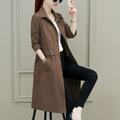 Women Winter Vintage Lapel Solid Office Lady Long Sleeve Windbreaker Jacket Coat