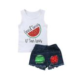 Suanret Toddler Baby Girl Clothes Vest Tank Tops Shirt Denim Shorts Pants Outfit