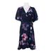 Adrianna Papell V-Neck Short Sleeve Tie Side Zipper Back Floral Print Crepe Dress-PLUM MULTI