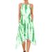 Women Tie Dye Sling Sleeveless Irregular Hem Midi Dress