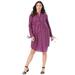 Roaman's Women's Plus Size Tie-Sleeve Kate Shirtdress Dress