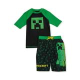 Minecraft Rash Guard And Swim Trunks Shorts Set Boy Size 6/7