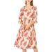 Allegra K Junior's Half Sleeve Floral Print U Neck Ruffle Dress