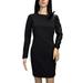 bebe Women's Little Dress with Long One Lace Sleeve, Black, 6