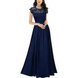Avamo Ladies Elegant Cut Out A-Line Evening Gowns Wedding Party Dresses Women's Long Chiffon Lace Evening Formal Party Ball Gown Prom Bridesmaid Dress