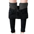 Listenwind Womens Warm Fleece Lined Jeans Stretch Skinny Winter Thick Jeggings Denim Long Pants Warm Black